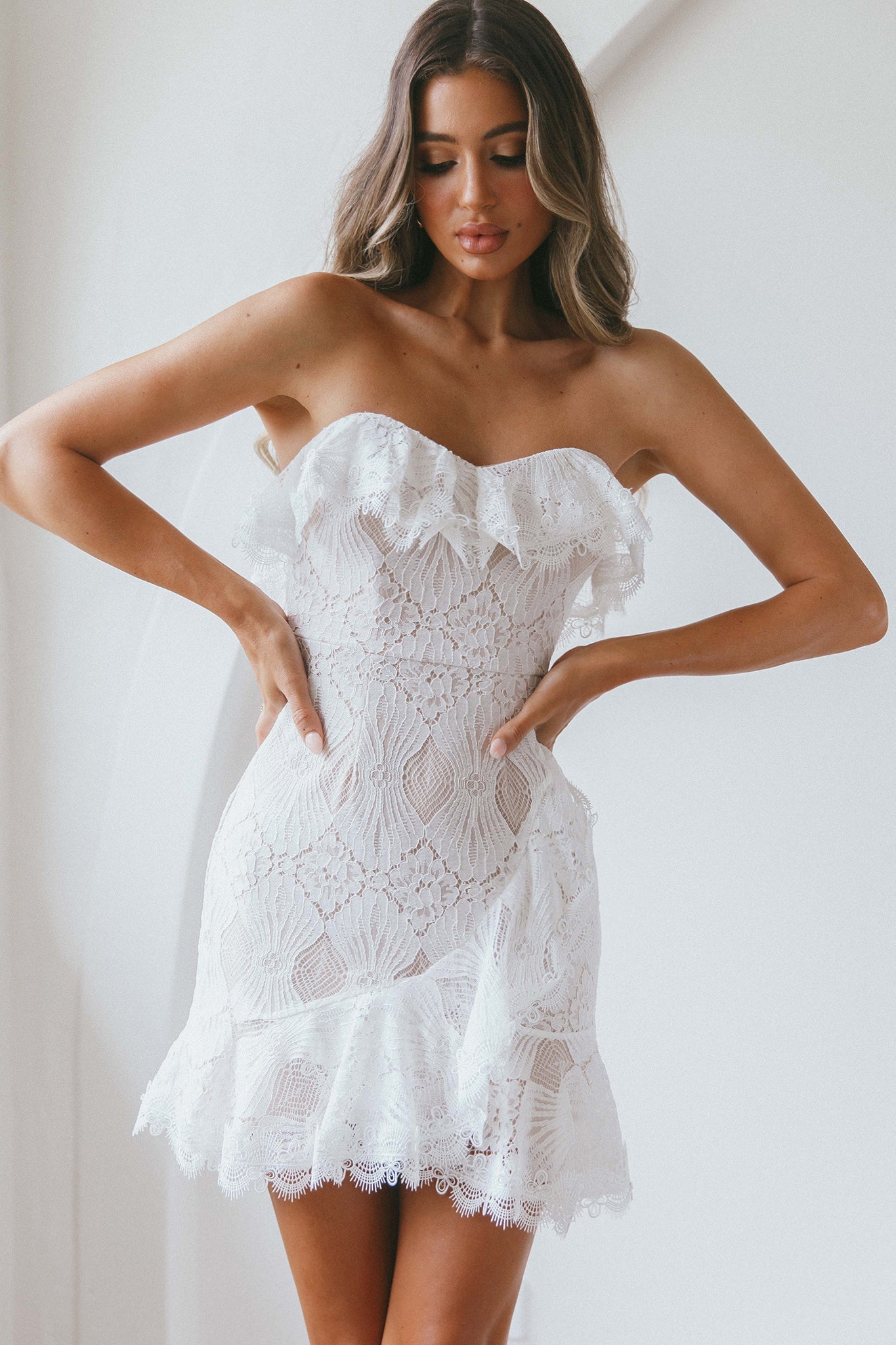 KIKI LACE MINI DRESS | WHITE